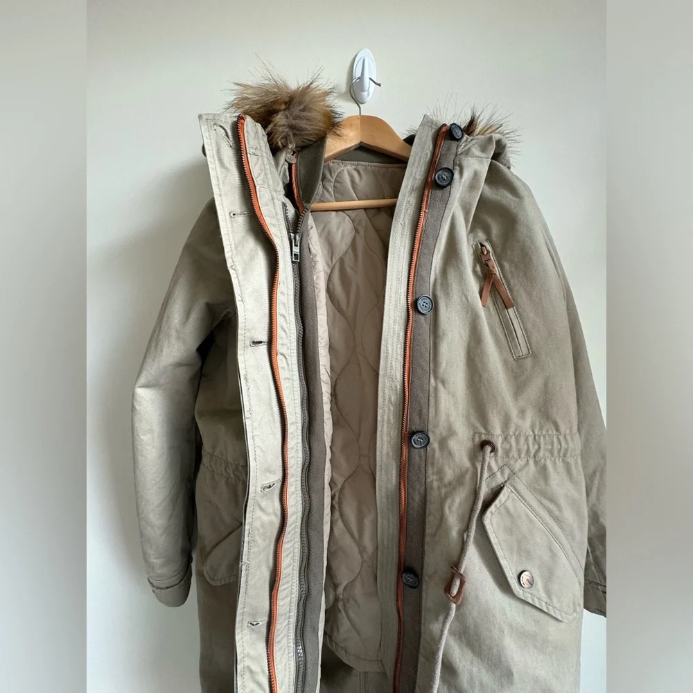 NWT Only Olive Hooded Parka Jacket, removable lining, Women's Size S - Picture 9 of 12